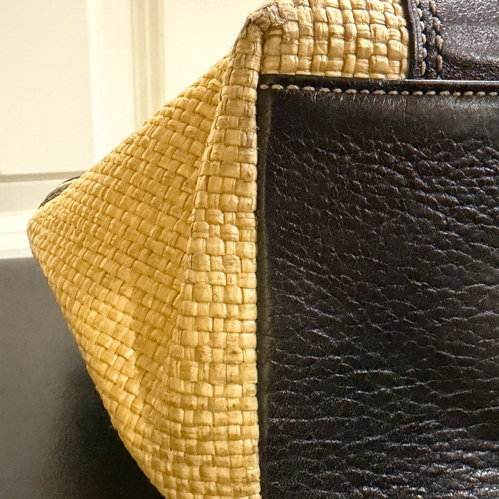 Coach vintage woven straw and Black trim Shoulder Bag L05K - 113 - Picture 4 of 8